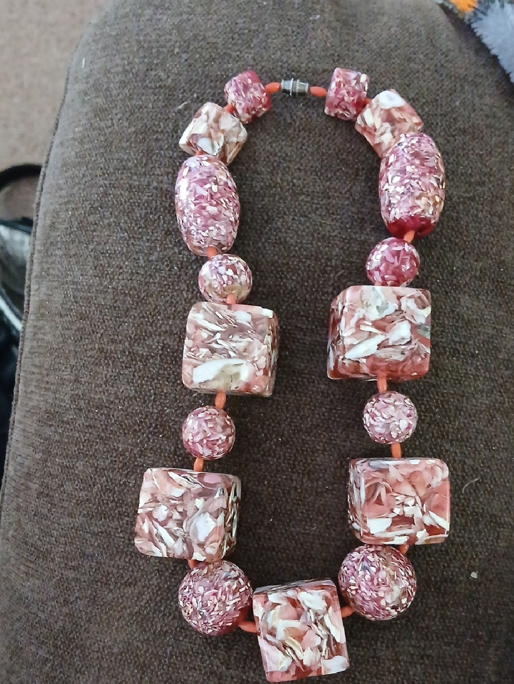 Handmade Pink  Bead Statement Necklace